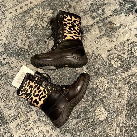 UGG Women's Dark Brown and Leopard Print Winter Boots - Picture 5 of 11